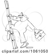 Poster, Art Print Of Coloring Page Outline Of A Worker With His Leg Stuck In A Ladder