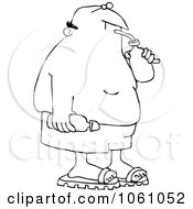 Royalty Free Vector Clip Art Illustration Of A Coloring Page Outline Of A Man In Swim Trunks Sipping A Beverage