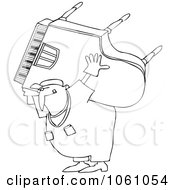 Poster, Art Print Of Coloring Page Outline Of A Man Carrying And Moving A Piano