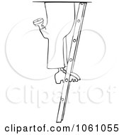 Poster, Art Print Of Coloring Page Outline Of A Worker Mans Legs On A Ladder