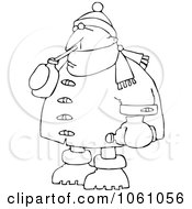 Poster, Art Print Of Coloring Page Outline Of A Man In Winter Clothes Sipping A Beverage