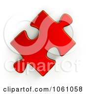 Royalty Free CGI Clip Art Illustration Of A 3d Metallic Red Jigsaw Puzzle Piece