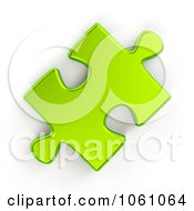 Royalty Free CGI Clip Art Illustration Of A 3d Metallic Lime Green Jigsaw Puzzle Piece by ShazamImages #COLLC1061064-0133
