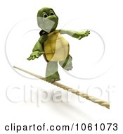 3d Tortoise Walking On A Tight Rope Royalty Free CGI Clip Art Illustration