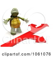 3d Tortoise With A Red Arrow Path Royalty Free CGI Clip Art Illustration