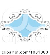 Blue Frame With Ornate Black Swirl Borders Royalty Free Vector Clip Art Illustration by KJ Pargeter