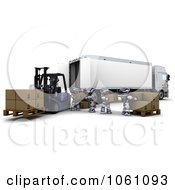 Poster, Art Print Of 3d Robots Loading Boxes Into A Big Rig Truck