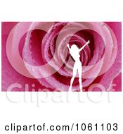 White Silhouetted Woman Against A Pink Rose Background Royalty Free Vector Clip Art Illustration