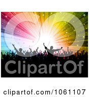Poster, Art Print Of Silhouetted Audience Celebrating Over A Colorful Star Burst