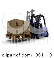 Poster, Art Print Of 3d Robot Moving Boxes With A Forklift