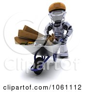 Poster, Art Print Of 3d Robot Pushing Tools In A Wheelbarrow