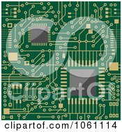 Poster, Art Print Of Background Of A Green Circuit Board With Gold Connections - 2