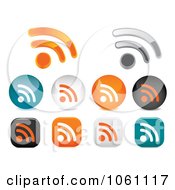 Royalty Free Vector Clip Art Illustration Of A Digital Collage Of 3d Shiny RSS Icons