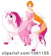 Clipart Princess On A Pink Pony Royalty Free Heroine Vector Illustration