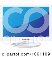 Royalty Free Vector Clip Art Illustration Of A 3d White Computer Monitor With A Shiny Blue Screen by Vector Tradition SM