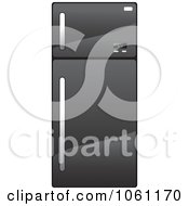 Royalty Free Vector Clip Art Illustration Of A 3d Shiny Black Refrigerator