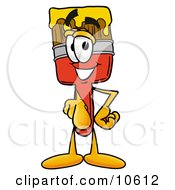 Clipart Picture Of A Paint Brush Mascot Cartoon Character Pointing At The Viewer by Toons4Biz