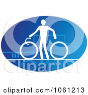 Poster, Art Print Of Blue And White Cyclist Logo 2