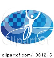 Poster, Art Print Of Blue And White Cyclist Logo 8