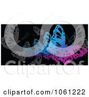 Royalty Free Vector Clip Art Illustration Of A Background Of Gray Pink And Blue Butterflies On Black 2