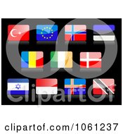 Poster, Art Print Of 3d Shiny Turkey Europe Finland Estonia Romania Ireland Denmark Israel Indonesia Iceland Trinidad And Tobago Flag Icons