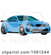 Sporty Blue 3d Car With A Spoiler