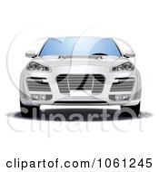 Royalty Free Vector Clip Art Illustration Of A Front View Of A 3d White Car 1