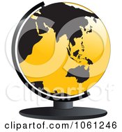 Poster, Art Print Of 3d Yellow And Black Asia And Australia Desk Globe