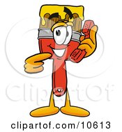 Clipart Picture Of A Paint Brush Mascot Cartoon Character Holding A Telephone by Toons4Biz