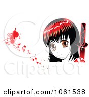 Poster, Art Print Of Red Haired Manga Ninja Girl With Blood