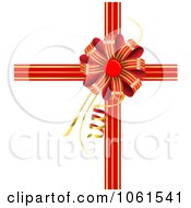 Poster, Art Print Of Red And Gold Striped Gift Bow And Ribbons Over White