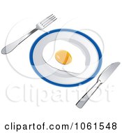 Poster, Art Print Of 3d Sunny Side Up Egg On A Plate With Silverware