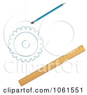 Royalty Free Vector Clip Art Illustration Of A Pencil Gear And Ruler by Vector Tradition SM