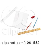 Poster, Art Print Of Digital Collage Of Pencils Rulers An Eraser And Paper