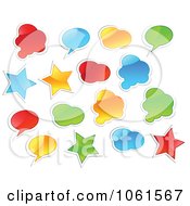 Poster, Art Print Of Digital Collage Of Shiny Colorful Star Cloud And Word Balloon Stickers