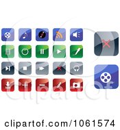 Poster, Art Print Of Digital Collage Of Shiny Blue Green Gray And Red Website Icons