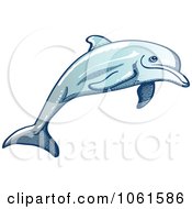Clipart Happy Dolphin Leaping Royalty Free Vector Illustration
