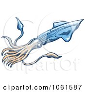 Poster, Art Print Of Blue And Beige Squid