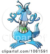 Poster, Art Print Of Blue Monster With Sharp Teeth