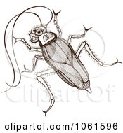 Clipart Sketched Grinning Cockroach Royalty Free Vector Illustration