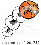 Clipart Flying Basketball Character Royalty Free Vector Illustration
