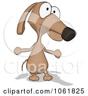 Clipart Cartoon Brown Pookie Wiener Dog Shrugging 2 Royalty Free CGI Illustration
