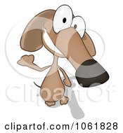Clipart Cartoon Brown Pookie Wiener Dog Waving 2 Royalty Free CGI Illustration