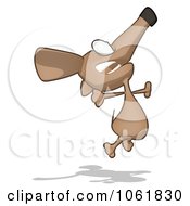 Clipart Cartoon Brown Pookie Wiener Dog Jumping Royalty Free CGI Illustration