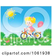 Poster, Art Print Of Blond Girl Riding A Bicycle Outside