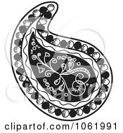 Poster, Art Print Of Heart Paisley Design Black And White Version 2