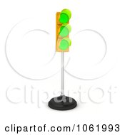 3d Triple Green Light On A Pole