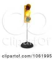 3d Yellow Traffic Light On A Pole
