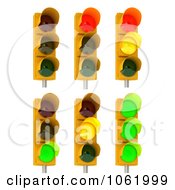 3d Traffic Lights On Poles Digital Collage