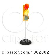 3d Green And Yellow Traffic Light On A Pole
